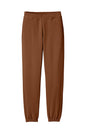 Print-View District V.I.T. heavyweight fleece sweatpants in baked clay color, featuring a flat front design.