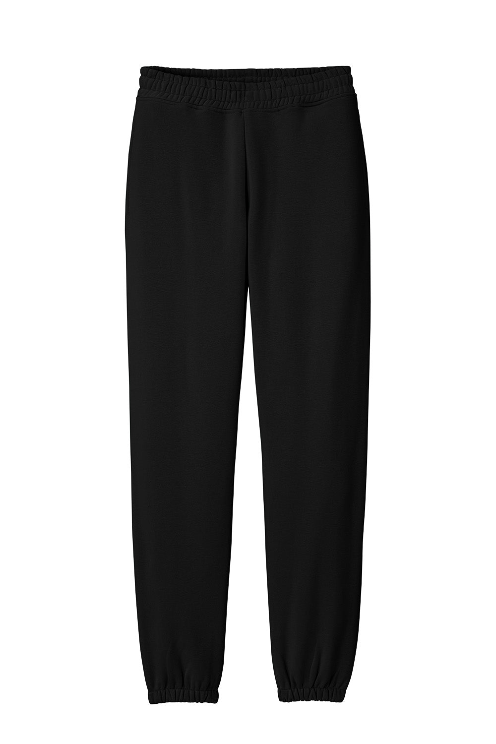 Black District V.I.T.™ heavyweight fleece sweatpants with flat front and elastic waistband, made by Print-View.