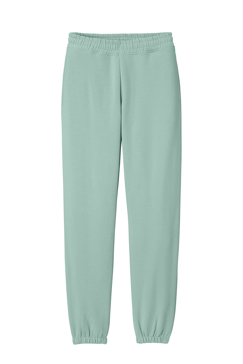 Print-View District V.I.T. heavyweight fleece sweatpants in dusty sage color, featuring a flat front and comfortable fit.