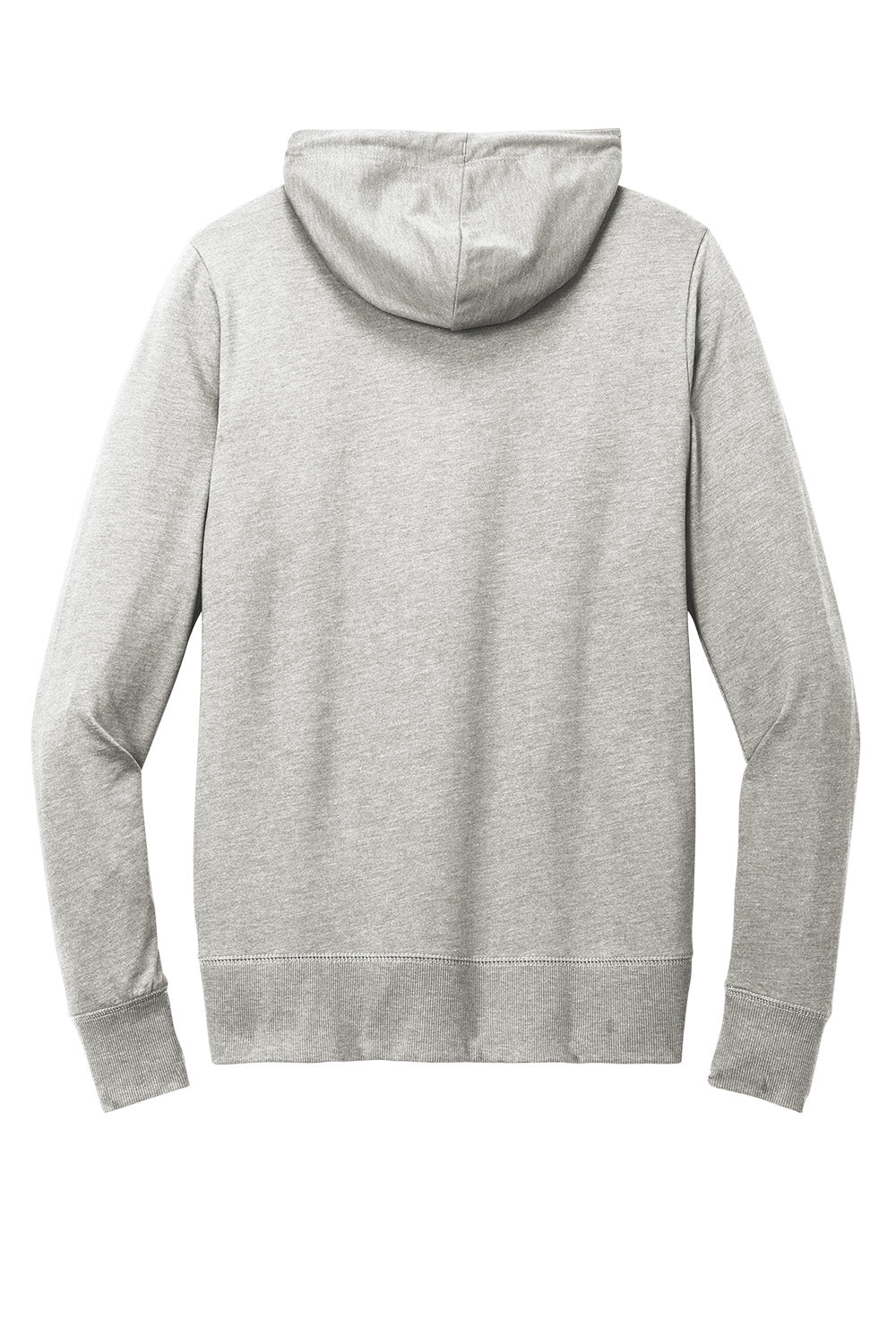 District® Women’s Featherweight French Terry™ full-zip hoodie in light heather grey, shown from the back.