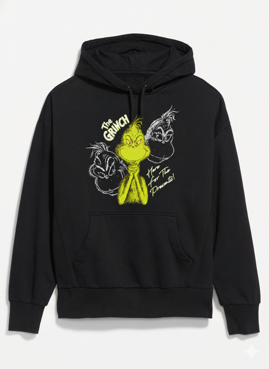 Pink Dr. Seuss' The Grinch fleece hoodie sweatshirt for girls by Lane 7, featuring a cozy pullover design with Grinch graphic.