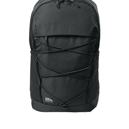 Eddie Bauer Adventurer Backpack in black with front flat design, featuring multiple compartments and durable straps.