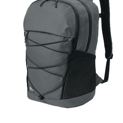 Eddie Bauer® Adventurer Backpack by Print-View, showing a sleek gray backpack with multiple compartments and padded shoulder straps.