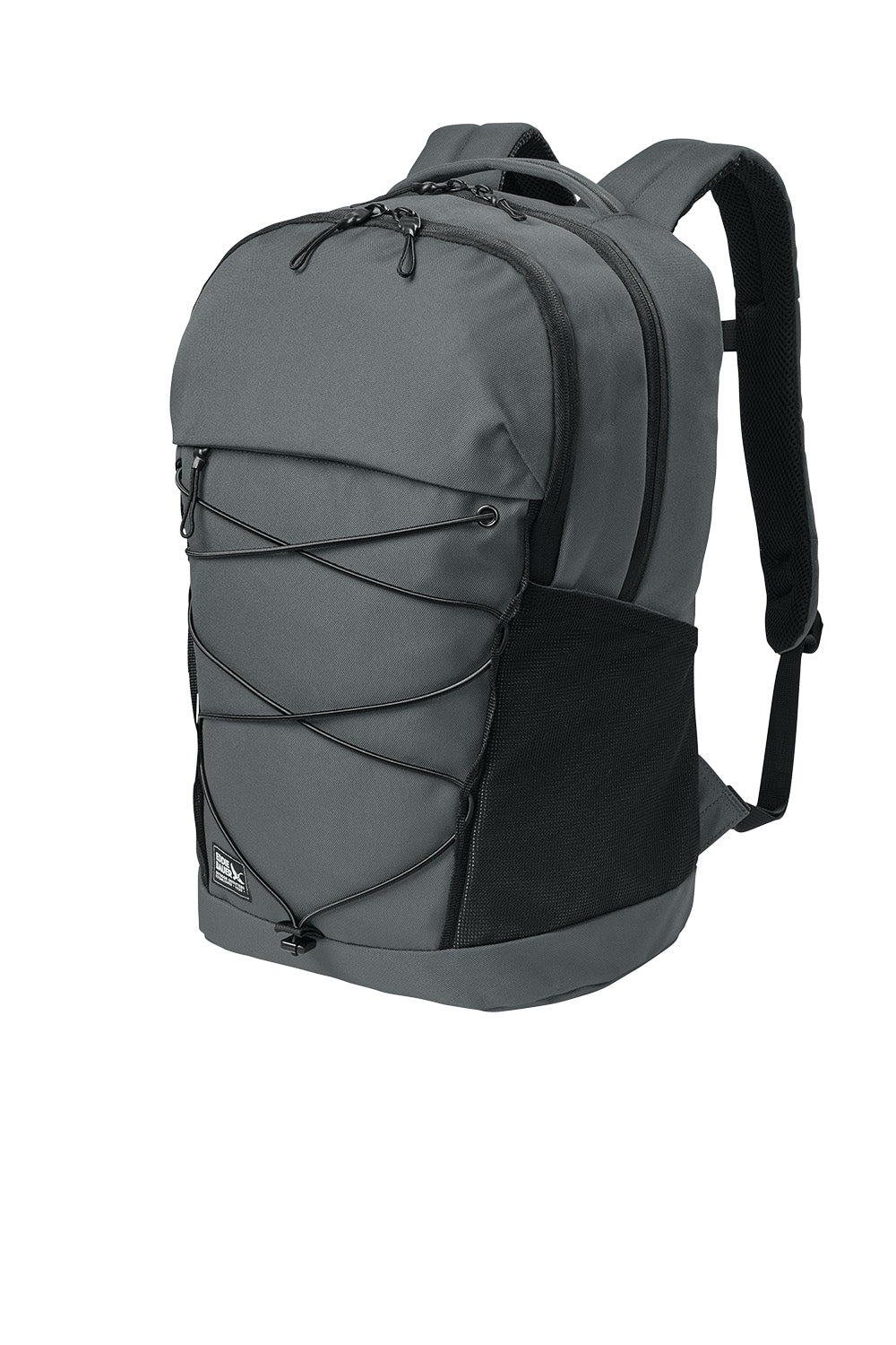 Eddie Bauer Adventurer Backpack by Print-View, shown flat with iron gate design, featuring multiple compartments and adjustable straps.