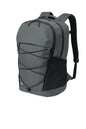 Eddie Bauer Adventurer Backpack by Print-View, shown flat with iron gate design, featuring multiple compartments and adjustable straps.