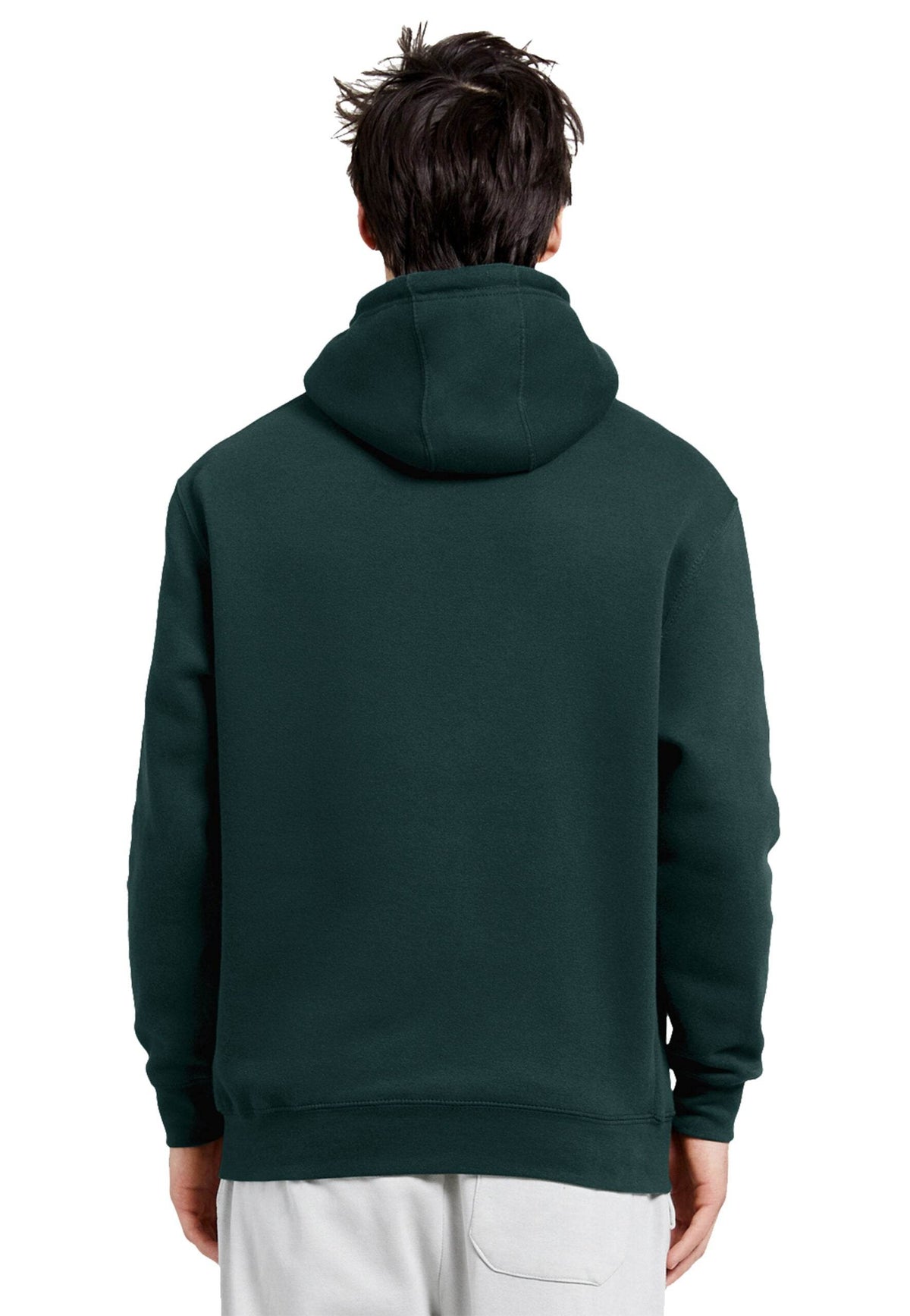 Unisex plain green Lane 7 hoodie with front print view, showcasing soft fabric and casual fit.