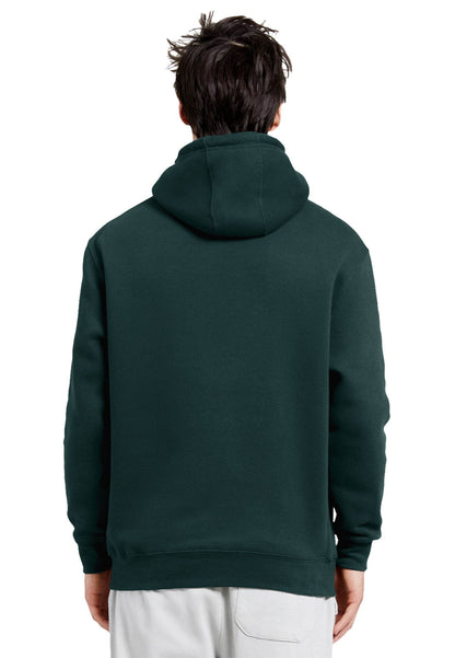 Unisex plain green Lane 7 hoodie with front print view, showcasing soft fabric and casual fit.