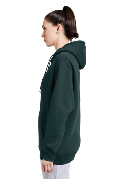 Forest green Lane 7 unisex plain premium hoodie with a front print view, showcasing a comfortable pullover design.