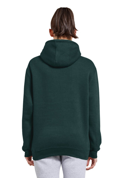 Forest green Lane 7 unisex plain premium hoodie with front print view, showcasing the soft fabric and comfortable fit.