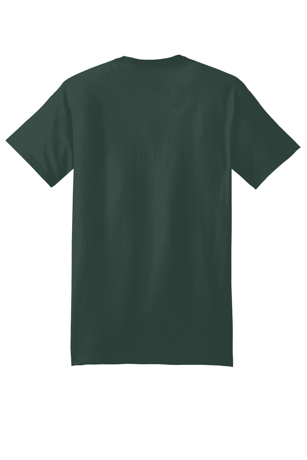 Hanes® Beefy-T® heavyweight 100% cotton short sleeve T-shirt, customizable design, shown from the back in forest green color.