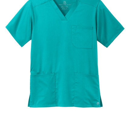 Front View of Men's Flex fit V-neck Medical Scrub top in Teal