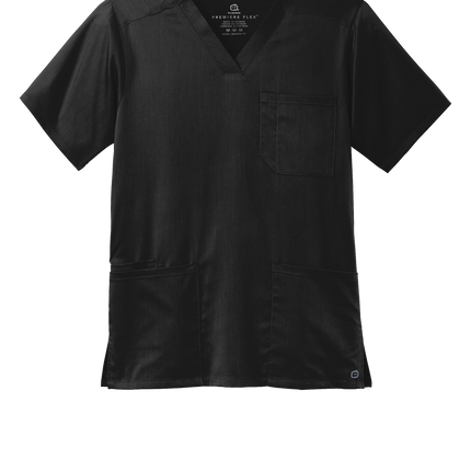 Front View of Men's Flex fit V-neck Medical Scrub top in black