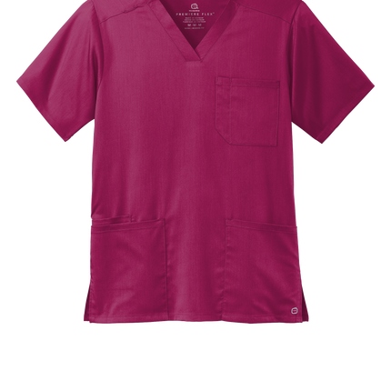 Front View of Men's Flex fit V-neck Medical Scrub top in wine