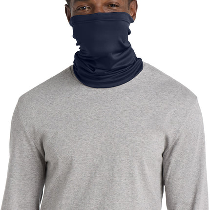 Deep navy Port Authority® Stretch Performance Gaiter by Print-View, showing the front view with a snug fit and breathable fabric.
