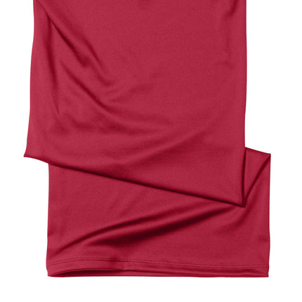 Red Port Authority® Stretch Performance Gaiter shown flat front view, made of breathable, flexible fabric for active outdoor wear.
