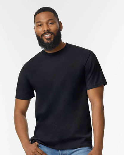 Black Gildan Softstyle® Midweight T-Shirt 65000 front view, showcasing soft fabric and classic fit.