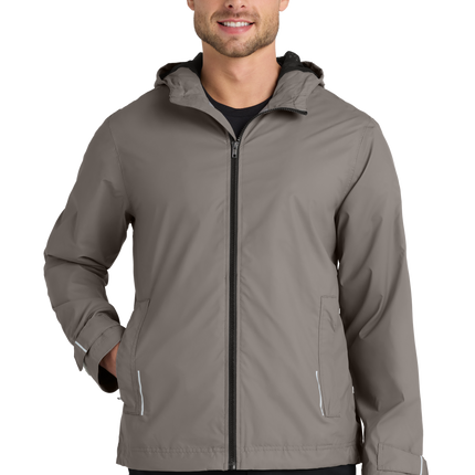 Grey rain jacket print view
