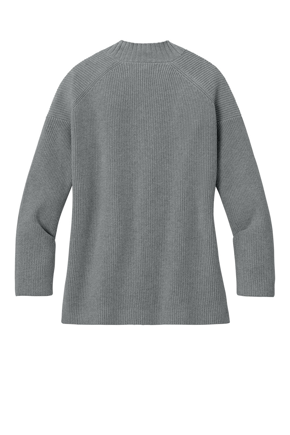 Grey Mercer+Mettle women's open front cardigan with customizable half-shaker knit, shown from the back.