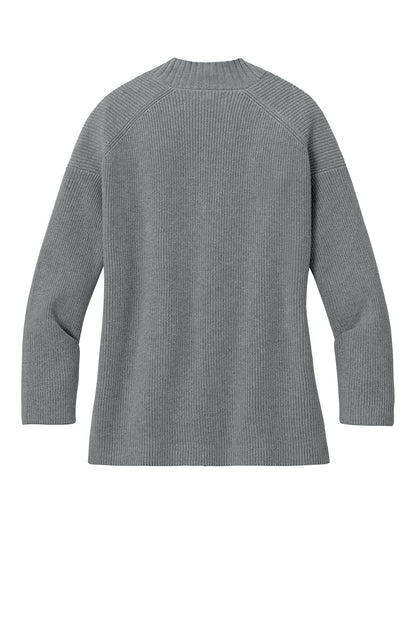 Grey Mercer+Mettle women's open front cardigan with customizable half-shaker knit, shown from the back.