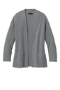 Grey Mercer+Mettle women's open front cardigan featuring a customizable half-shaker knit design, perfect for casual or layered looks.