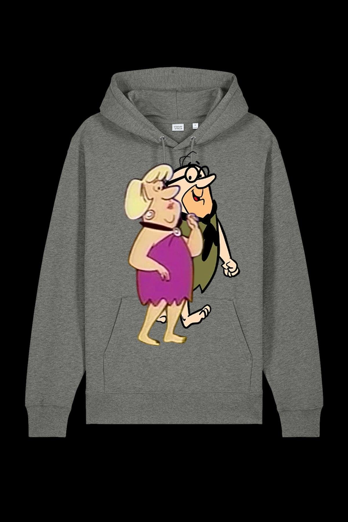 Mid Heather gray Lane 7 Mr & Mrs Hooded sweatshirt with front pocket and drawstrings, casual and comfortable for everyday wear.
