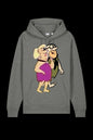 Mid Heather gray Lane 7 Mr & Mrs Hooded sweatshirt with front pocket and drawstrings, casual and comfortable for everyday wear.