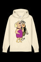 Lane 7 Mr & Mrs hooded sweatshirt with natural raw fabric, featuring a cozy hood and casual fit, displayed on a plain background.