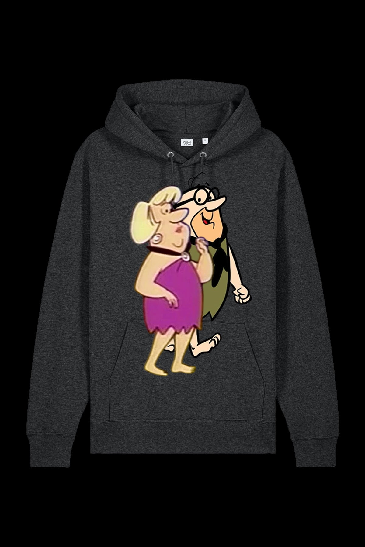 Dark Heather Grey Lane 7 Mr & Mrs Hooded sweatshirt with front pocket and drawstring hood, casual and comfortable fit.