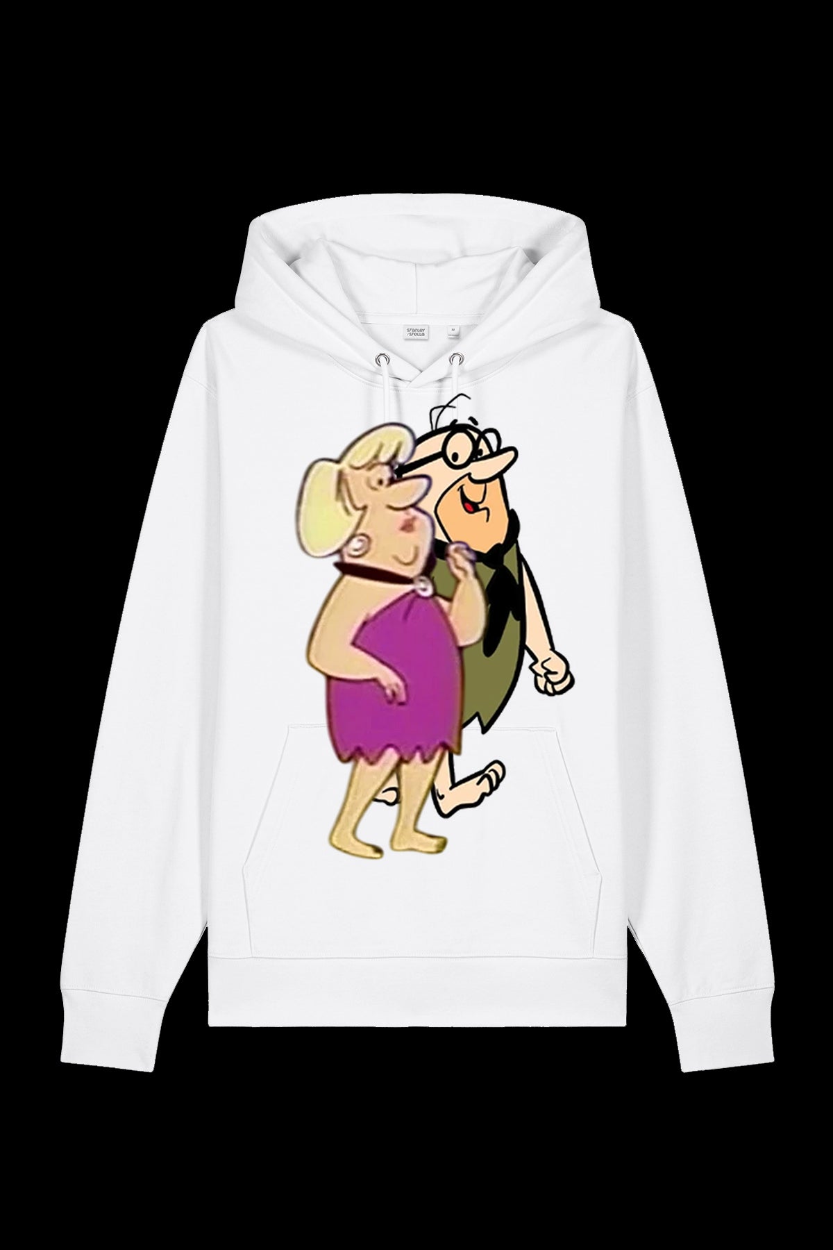 White Mr & Mrs Lane 7 hooded sweatshirt with a front pocket and drawstring hood, casual and comfortable everyday wear.