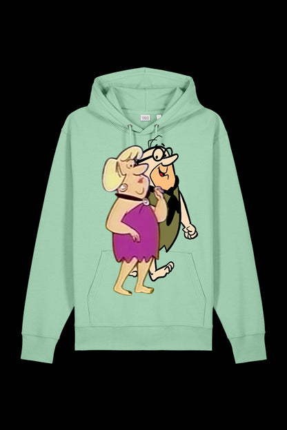 Lane 7 Mr & Mrs hooded sweatshirt in Misty Jade, featuring a comfortable hoodie with a front pocket and adjustable drawstrings.