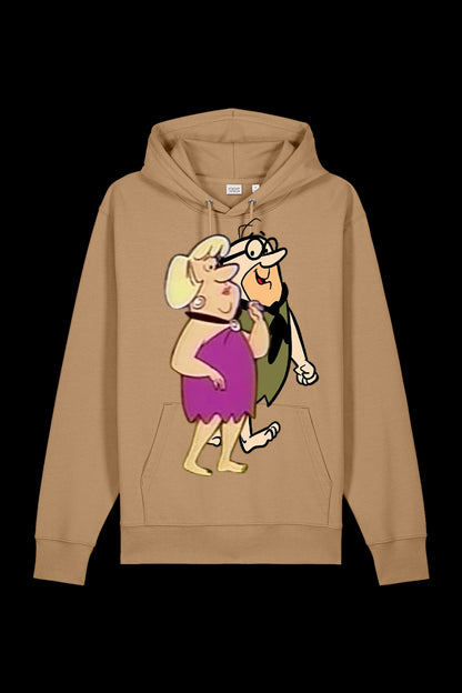 Lane 7 Mr & Mrs hooded sweatshirt in latte color with front pocket and drawstring hood, casual and comfortable apparel for couples