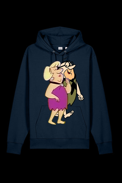 Navy Lane 7 Mr & Mrs hoodie sweatshirt with front print, casual fit, and adjustable hood on a plain background.