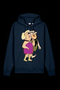 Navy Lane 7 Mr & Mrs hoodie sweatshirt with front print, casual fit, and adjustable hood on a plain background.