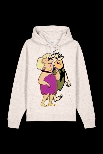 Lane 7 Mr & Mrs hooded sweatshirt with eco-heather fabric, front view showing the hoodie with drawstrings and casual fit.
