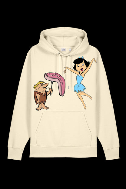 Lane 7 Mr. & Mrs. hooded sweatshirt with natural raw fabric, featuring a comfortable hood and casual fit.