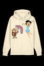 Lane 7 Mr. & Mrs. hooded sweatshirt with natural raw fabric, featuring a comfortable hood and casual fit.