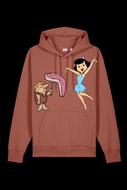 Lane 7 Mr. & Mrs. hooded sweatshirt in heritage brown, featuring a cozy hood and soft fabric for casual wear.
