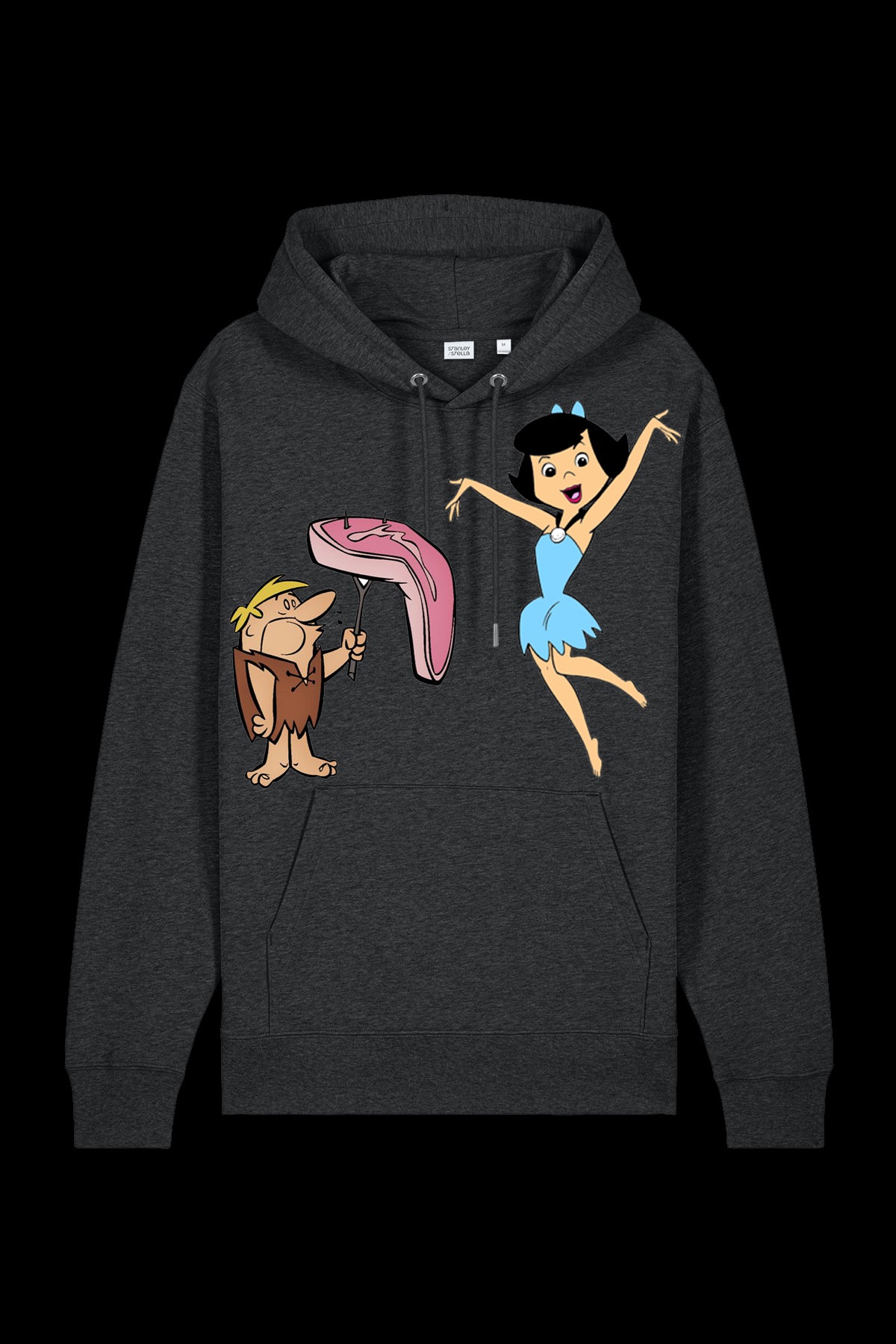 Dark heather grey hooded sweatshirt by Lane 7, featuring a cozy hood and front pocket, ideal for casual wear.
