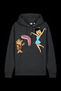 Dark heather grey hooded sweatshirt by Lane 7, featuring a cozy hood and front pocket, ideal for casual wear.