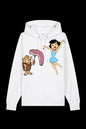 White Lane 7 Mr. & Mrs. Hooded sweatshirt with front pocket and drawstring hood, displayed on a plain background.