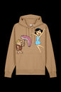 Lane 7 Mr. & Mrs. hooded sweatshirt in latte color, featuring a cozy hood and front pocket on soft fabric.
