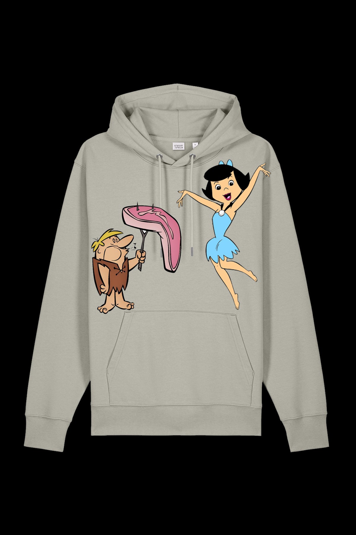 Gray Mr. & Mrs. hooded sweatshirt by Lane 7 with front design, displayed on a hanger against a neutral background.