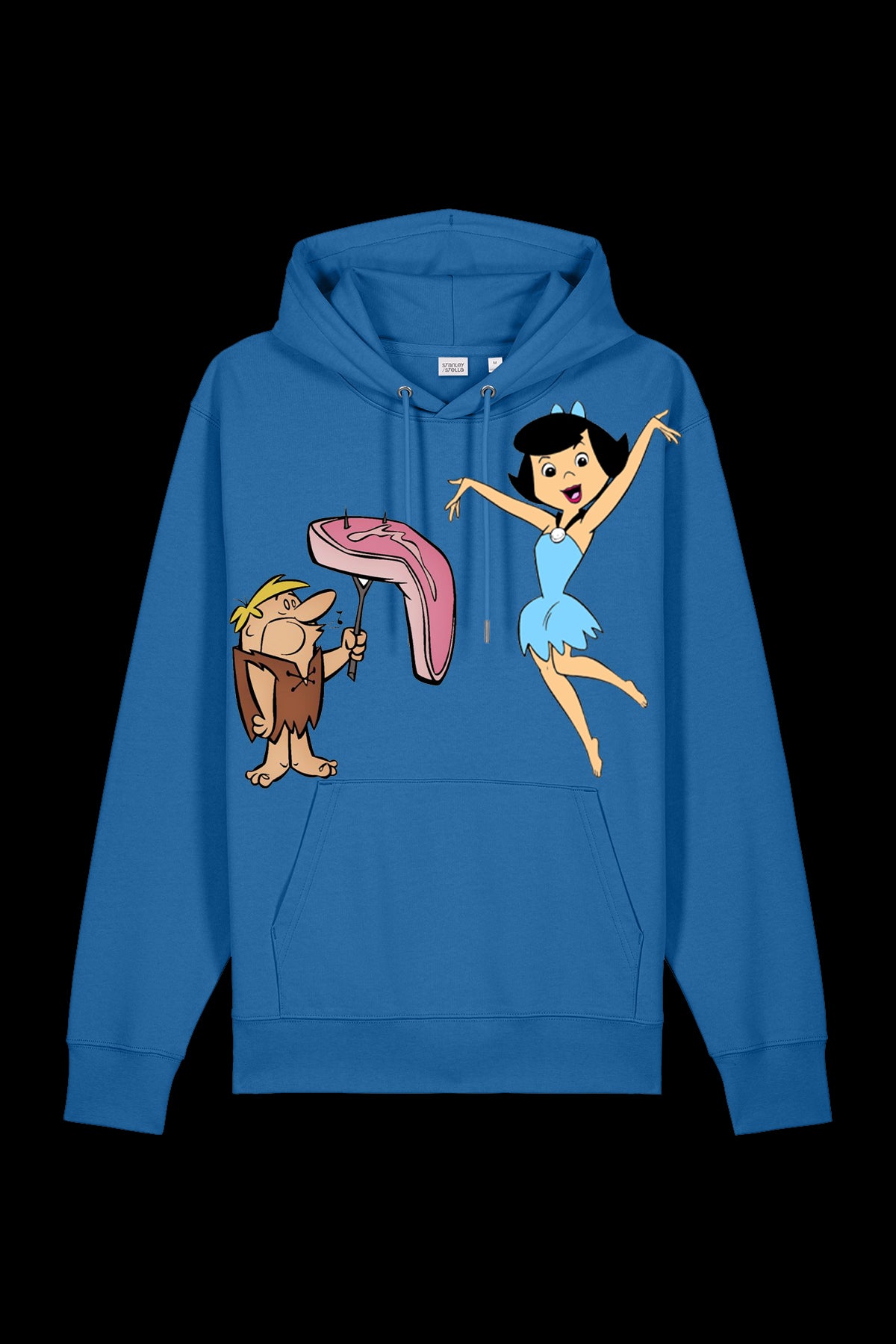 Blue Lane 7 Mr. & Mrs. Hooded sweatshirt with front pocket and drawstring hood, displayed on a hanger.