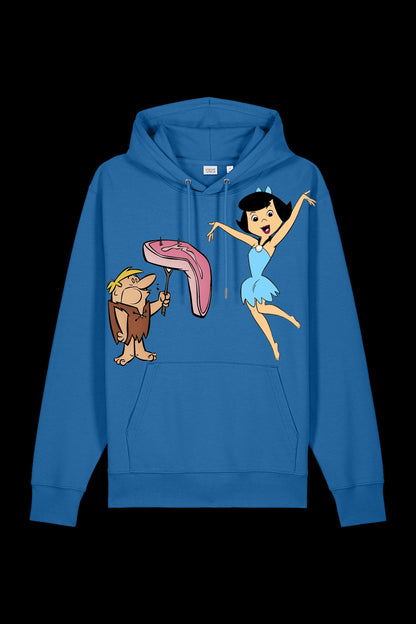 Blue Lane 7 Mr. & Mrs. Hooded sweatshirt with front pocket and drawstring hood, displayed on a hanger.