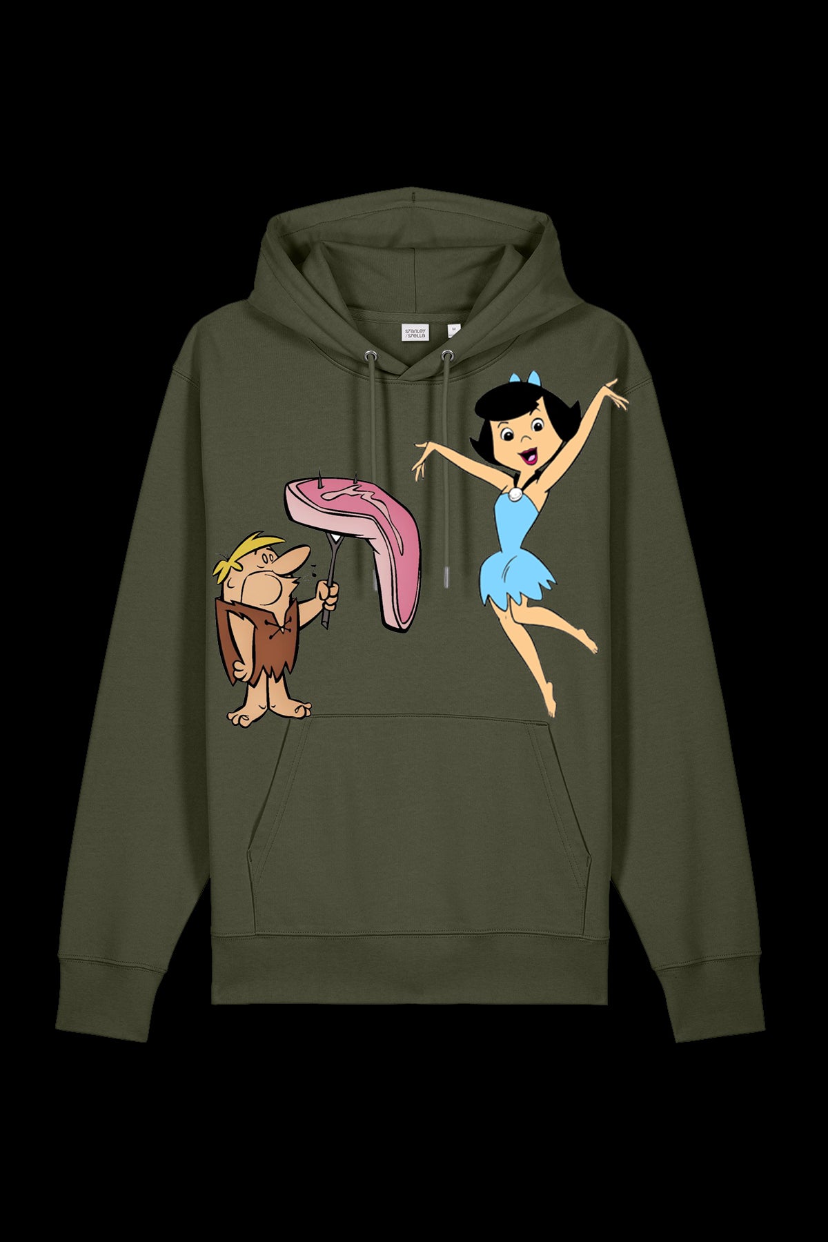Khaki green Lane 7 Mr. & Mrs. hooded sweatshirt with front pocket and drawstring hood, casual and comfortable for everyday wear.