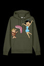 Khaki green Lane 7 Mr. & Mrs. hooded sweatshirt with front pocket and drawstring hood, casual and comfortable for everyday wear.
