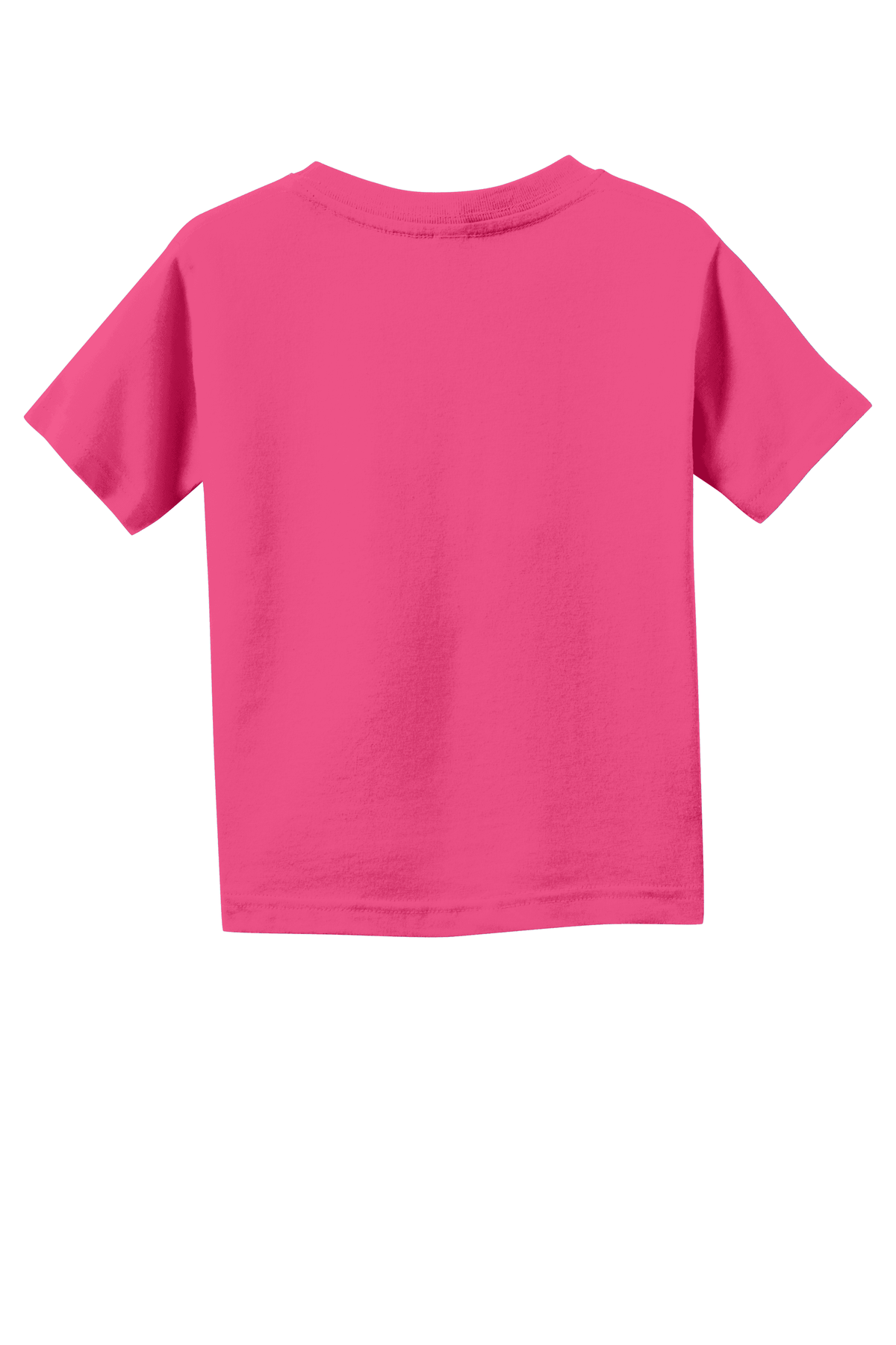 Hot pink toddler fine jersey T-shirt by Rabbit Skins, soft cotton kid's custom T-shirt, shown from the back view.