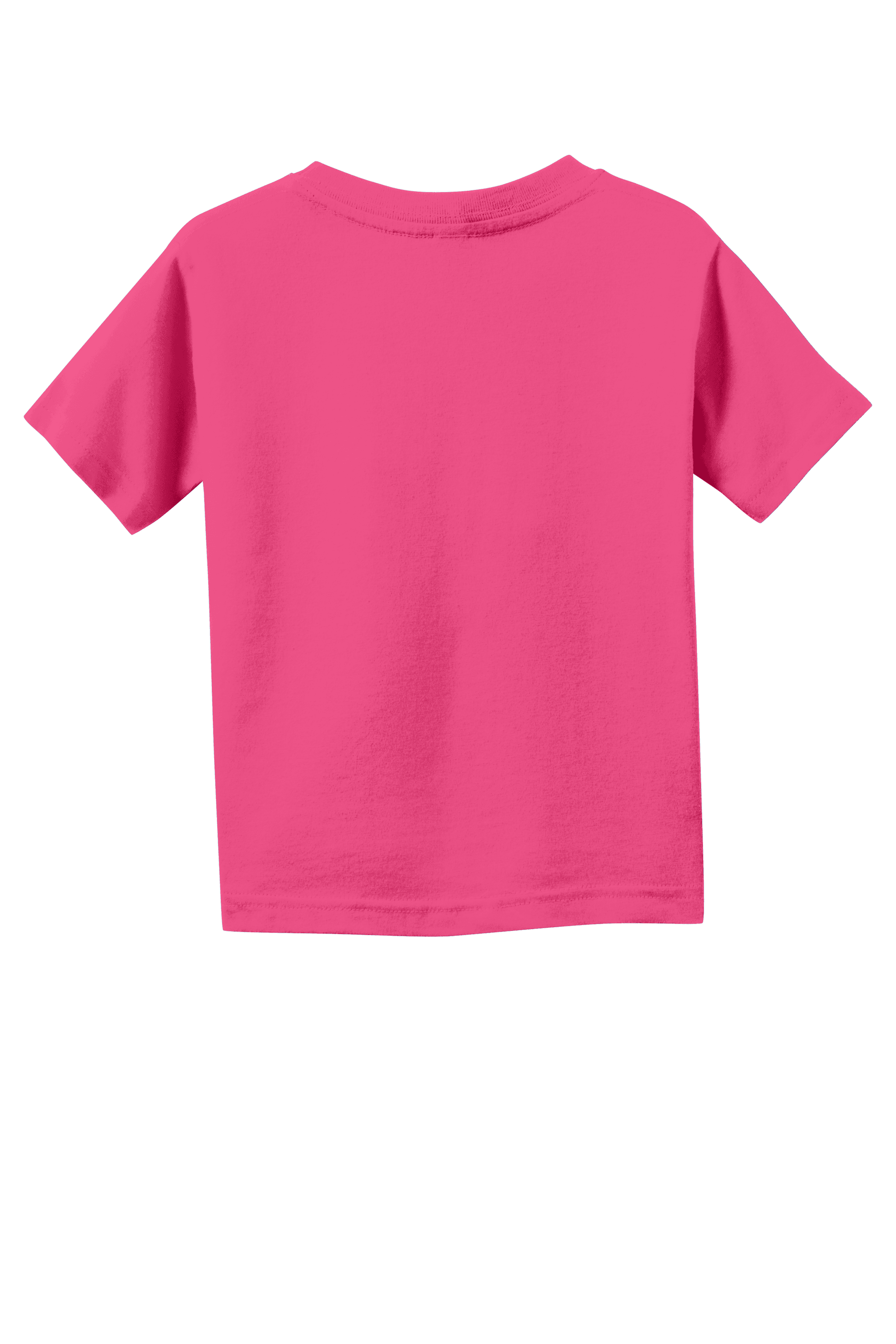 Hot pink toddler fine jersey T-shirt by Rabbit Skins, soft cotton kid's custom T-shirt, shown from the back view.