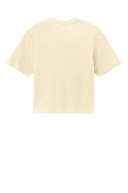 Comfort Colors women's ivory mint crop top, heavyweight garment-dyed boxy tee with relaxed fit and custom print on the back.