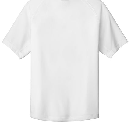 White Sport-Tek® Repeat 1/2-Zip Short Sleeve Jacket sweatshirt with back print, made by Print-View.